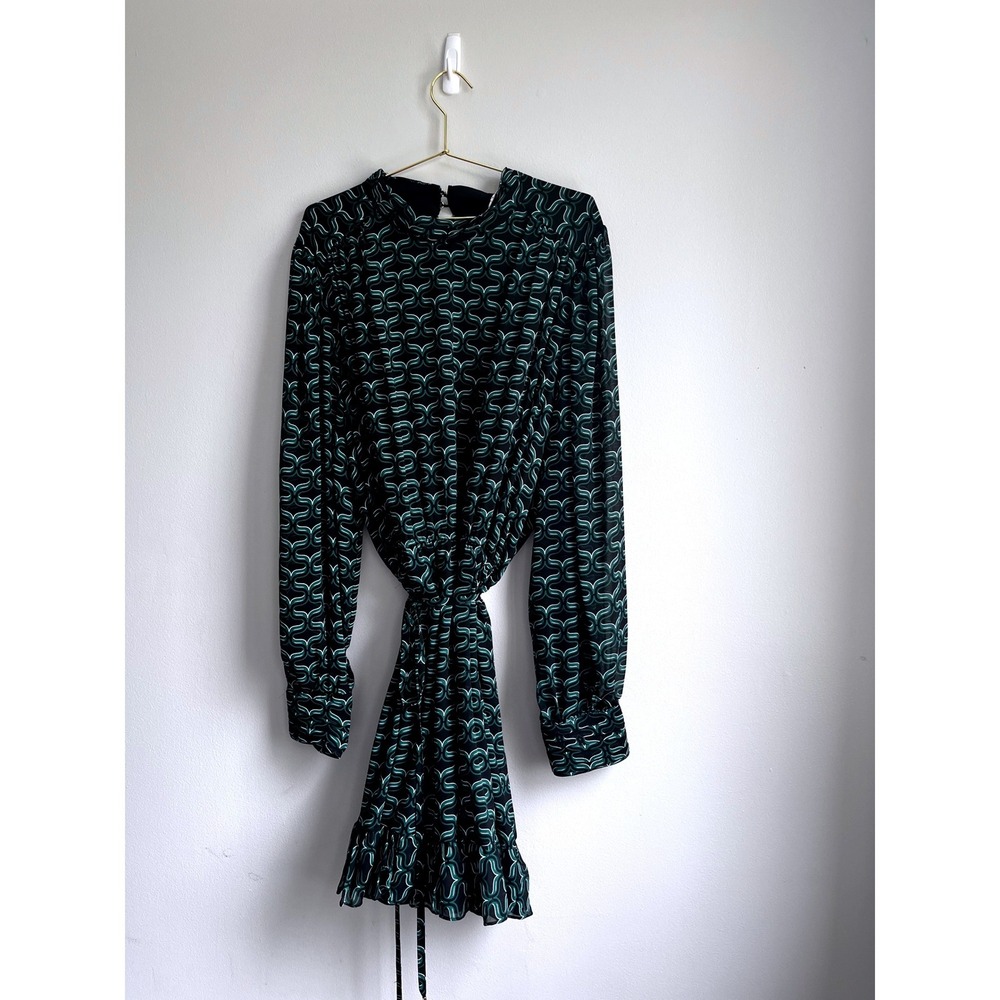 Ever New Curve Glenmore Geo Mini Dress‎ Green Black Geometric Plus Size 22 NWT